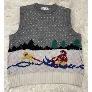 Catamount Trail vintage novelty Dogsled Wool Blend Sweater Vest Medium